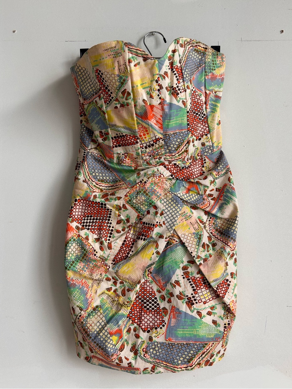 H&M Studio Strapless Boned Multicolor Printed Sheath Mini-Dress
